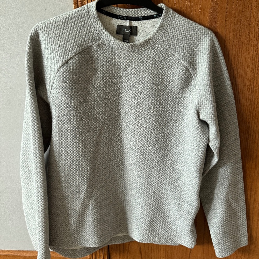 FLX Crewneck sweater grey Size small double knit weave